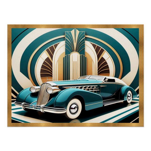 Art Deco Streamated Car Poster (Vorderseite)