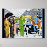 Art Deco Street Szene Poster<br><div class="desc">Art Deko Straßenszene mit Art Deko Frauenmode.</div>