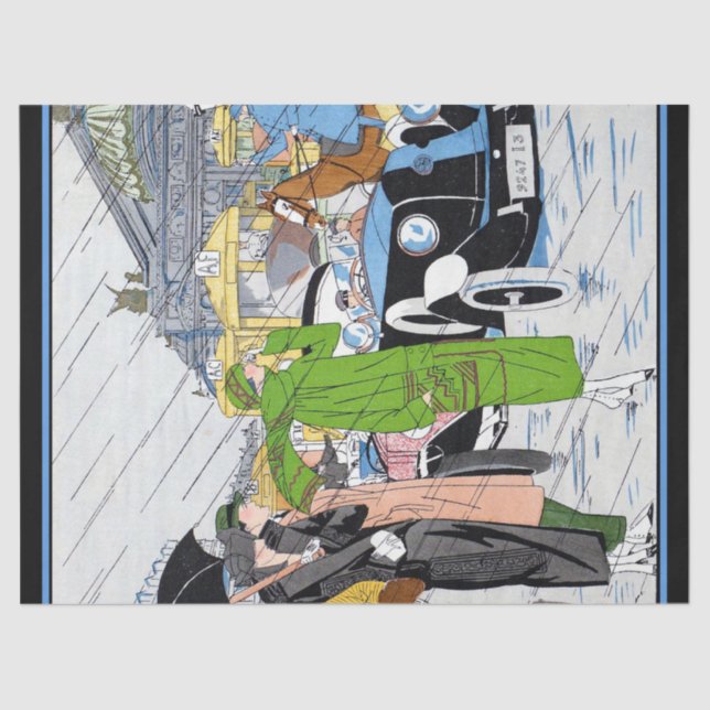 Art Deco Street Szene Seidenpapier (Vorderseite)