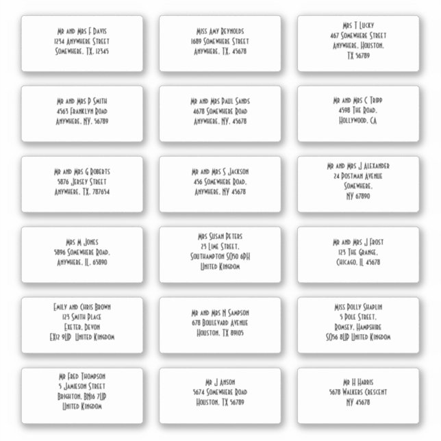 Art Deco Style 18 Gästenamen Adressen Aufkleber (Vorderseite)