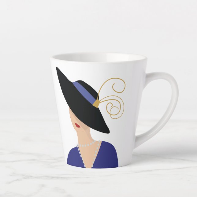 Art Deco Style 1930er Frauen in Black Hat Milchtasse (Rechts)