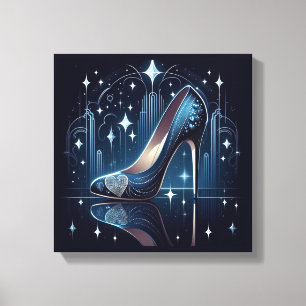 Art Deco Style Blue Stilettos Leinwanddruck