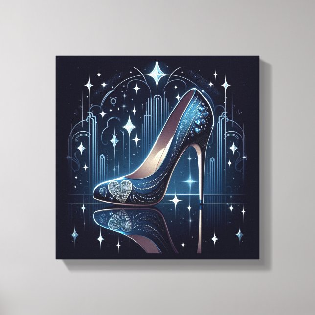 Art Deco Style Blue Stilettos Leinwanddruck (Vorderseite)