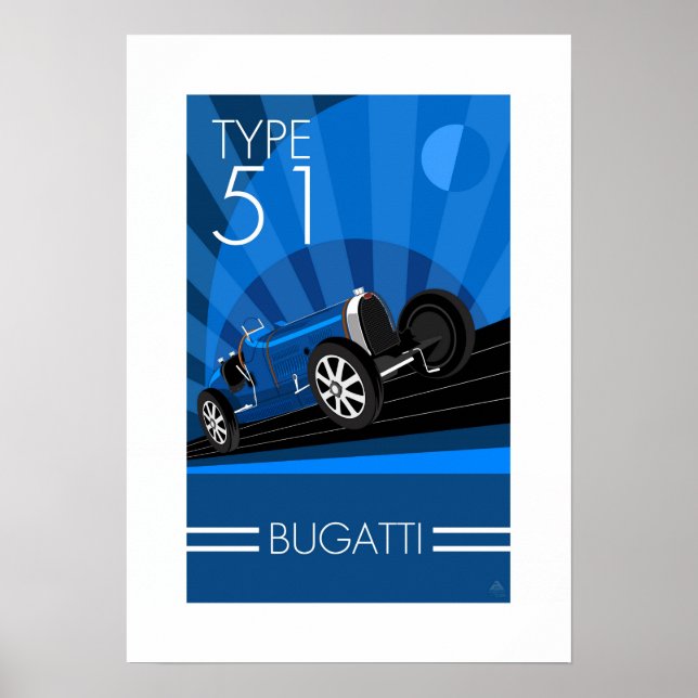 Art Deco Style Buggatti Car Poster (Vorne)