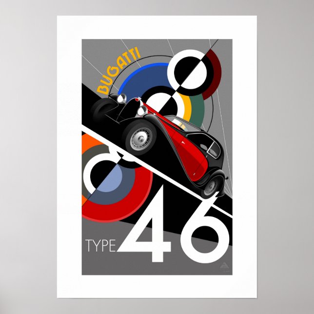 Art Deco Style Buggatti Car Poster (Vorne)