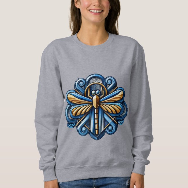 Art Deco Style Dragonfly Design Sweatshirt (Vorderseite)