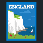 Art Deco Style England Poster<br><div class="desc">Dieses Kunstwerk zeigt ein einfaches Art-Déco-Poster mit den weißen Klippen von Dover in England.</div>