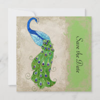 Art Deco Style Peacock Lime Green Vintage Spitze