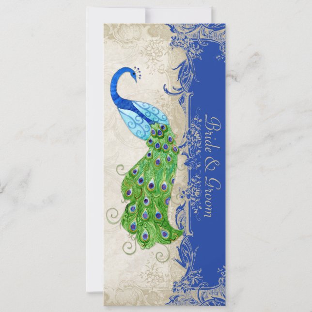 Art Deco Style Peacock Royal Vintages Highlight Einladung (Vorderseite)