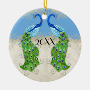 Art Deco Style Peacock Sky Vintage Spitze Keramik Ornament