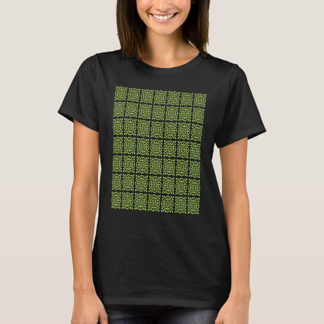 Art Deco Style Repeat Pattern Lime Green T-Shirt (Vorderseite)