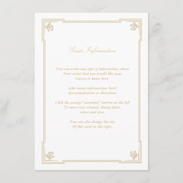 Art Deco Style Wedding Card Begleitkarte (Vorderseite)