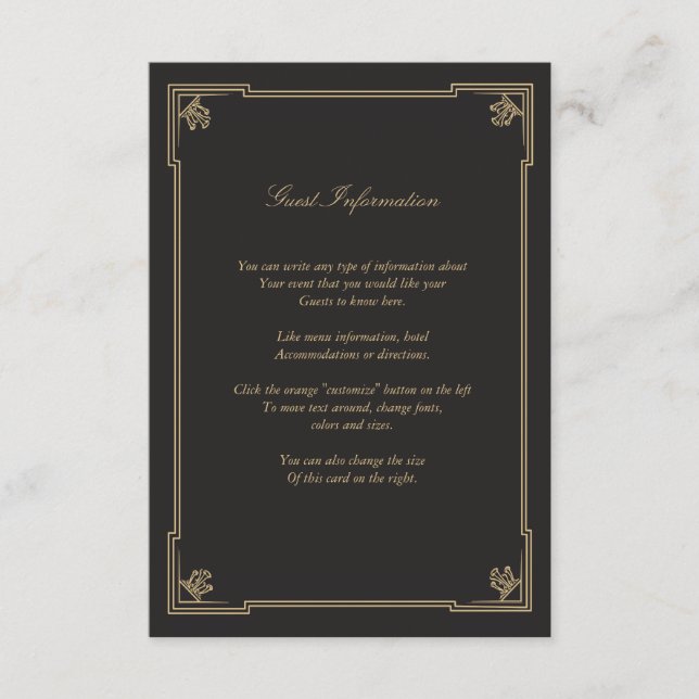 Art Deco Style Wedding Card Begleitkarte (Vorderseite)
