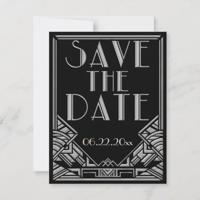 Art Deco Style Wedding Save the Date (Vorderseite)