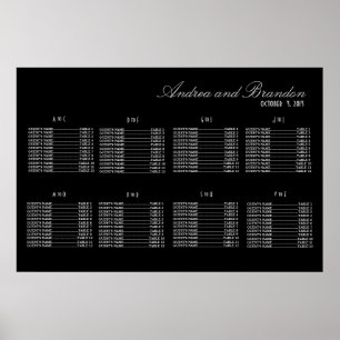 Art Deco Style Wedding Seating Chart (Silver) Poster