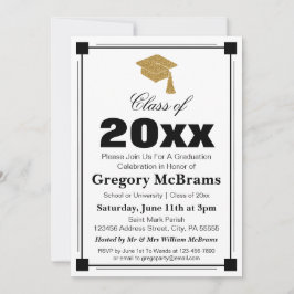 Art Deco Style White Graduation Party Einladung