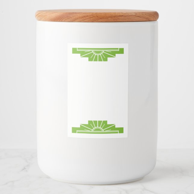 Art deco sun element in lime green lebensmitteletikett (Vorderseite)