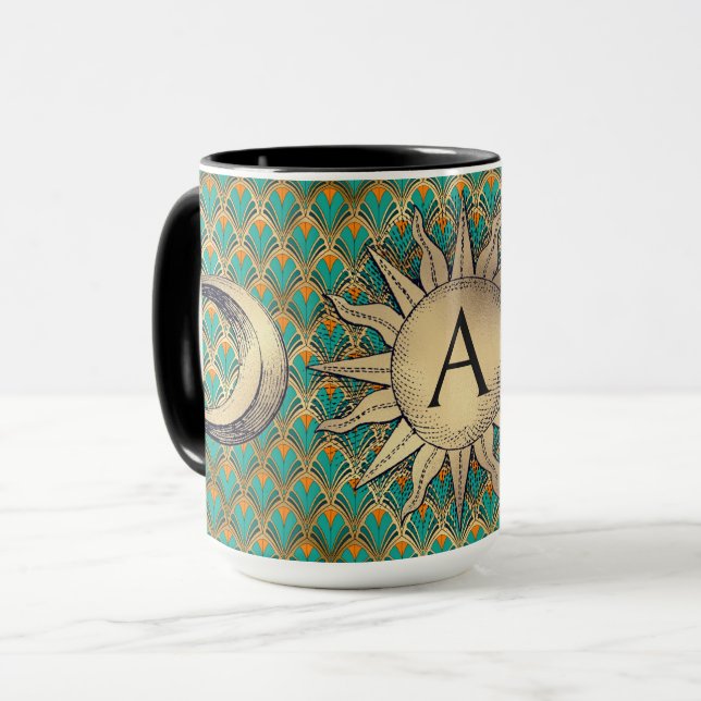 Art Deco Sun & Moon Tasse (Vorderseite Links)