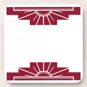 Art Deco Sunburg in Deep Ruby Getränkeuntersetzer