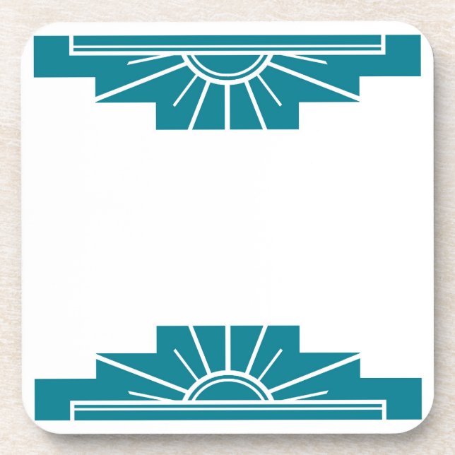 Art Deco Sunburgh im Aquamarinen Getränkeuntersetzer (Vorderseite)