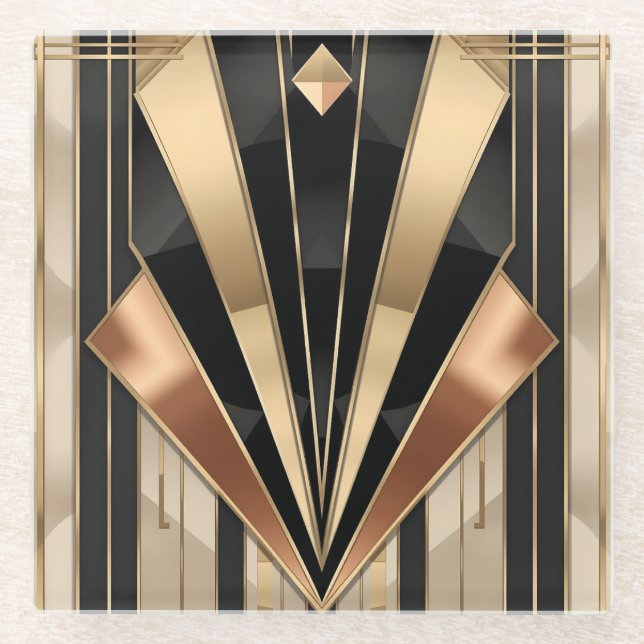 Art Deco Sunburst Geometric Luxury Design Glasuntersetzer (Vorderseite)