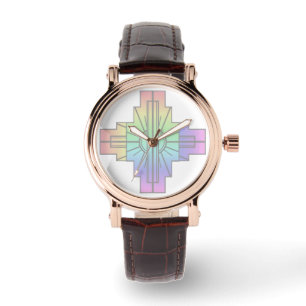 Art Deco Sunburst Muster in Pastellen Armbanduhr