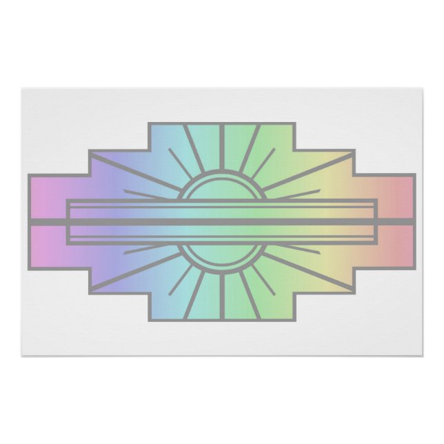 Art Deco Sunburst Muster in Pastellen Poster (Vorderseite)