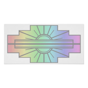 Art Deco Sunburst Muster in Pastellen Poster