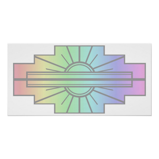 Art Deco Sunburst Muster in Pastellen Poster (Vorderseite)