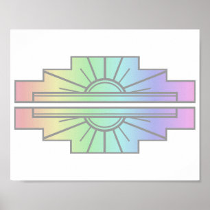 Art Deco Sunburst Muster in Pastellen Poster