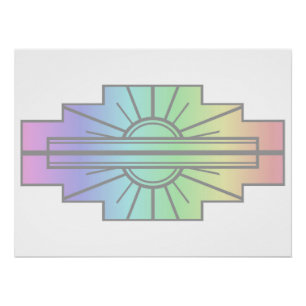 Art Deco Sunburst Muster in Pastellen Poster