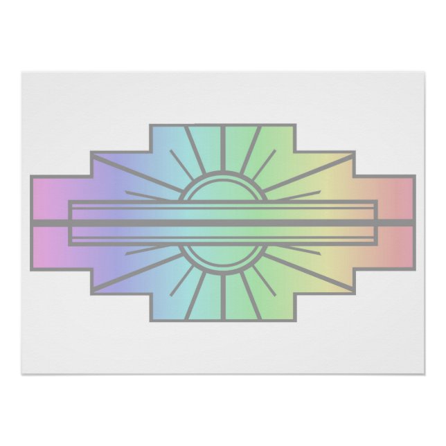 Art Deco Sunburst Muster in Pastellen Poster (Vorderseite)