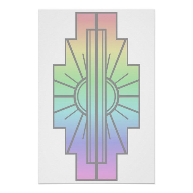 Art Deco Sunburst Muster in Pastellen Poster (Vorderseite)