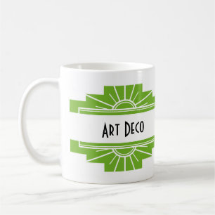 Art Deco Sunburst Muster in Weiß und Limon Kaffeetasse