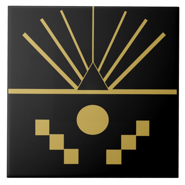 Art Deco Sunrise in Relief Tile Fliese (Vorderseite)