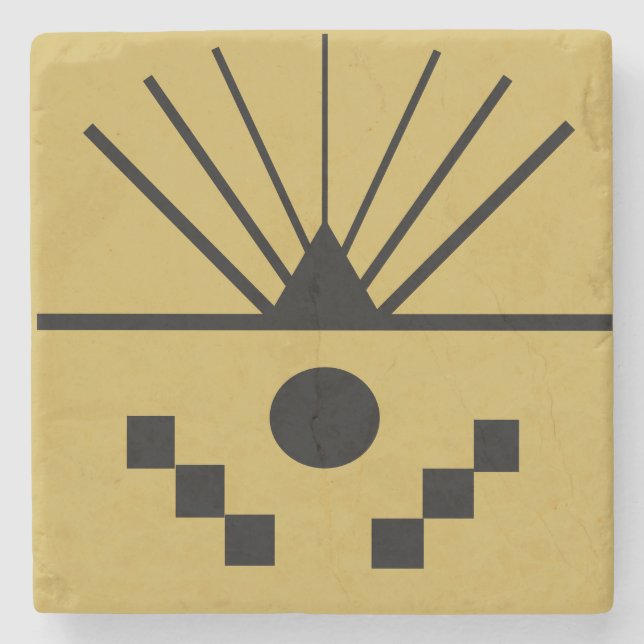 Art Deco Sunrise  Steinuntersetzer (Vorderseite)