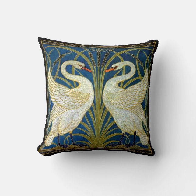 Art Deco Swans Kissen (Vorderseite)