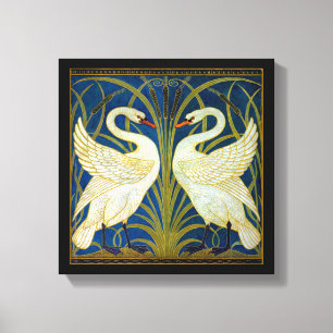 Art Deco Swans Leinwanddruck