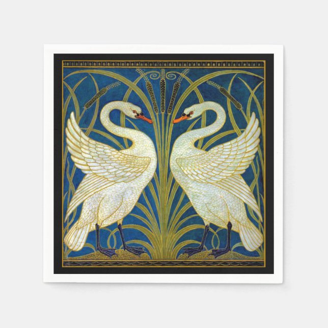 Art Deco Swans Mouse Pad Serviette (Vorderseite)