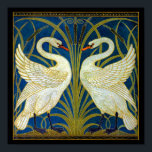 Art Deco Swans Poster<br><div class="desc">Ein Paar Deko schwingt in den Schilf und Wasser.</div>