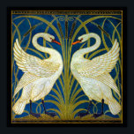 Art Deco Swans Poster<br><div class="desc">Ein Paar Deko schwingt in den Schilf und Wasser.</div>