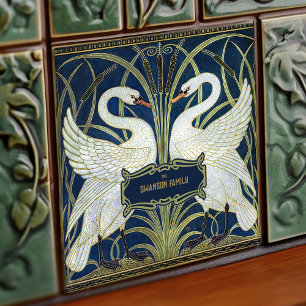 Art Deco Swans Wand Deco Kunst, Dichtung und Musik Fliese