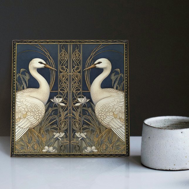 Art Deco Swans Wand Deco Kunst, Dichtung und Musik Fliese (Von Creator hochgeladen)