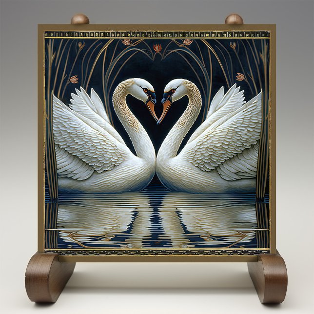 Art Deco Swans Wand Deco Kunst, Dichtung und Musik Fliese (Von Creator hochgeladen)