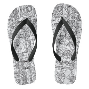 Art Deco Symmetry Line Art Muster Flip Flops