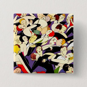 Art Deco Tanzende Paare Muster 1920er Jahre Jazz Button
