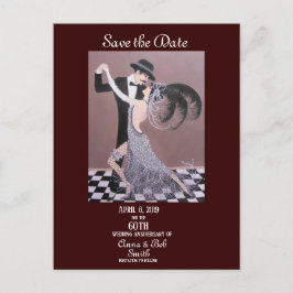 Art Deco Tänzer, Save the Date, Postcard Ankündigungspostkarte