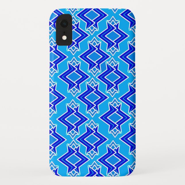 Art Deco Tapete Muster, Cerulean Blue Case-Mate iPhone Hülle (Rückseite)