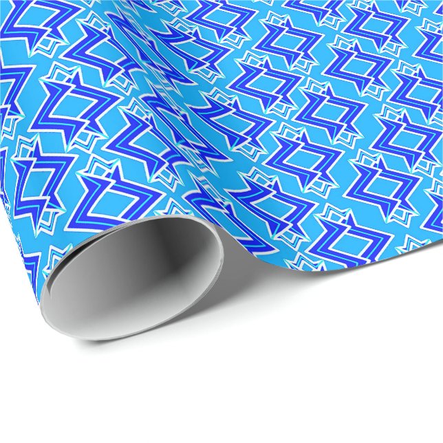 Art Deco Tapete Muster, Cerulean Blue Geschenkpapier (Rolleneckpunkt)