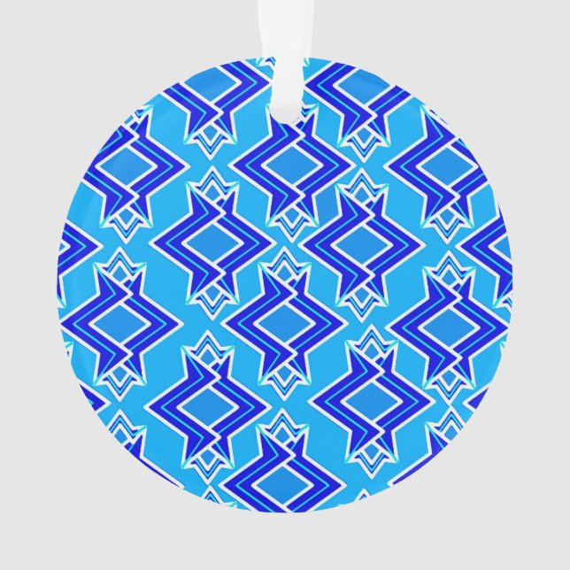 Art Deco Tapete Muster, Cerulean Blue Ornament (Rückseite)